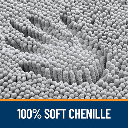 OLANLY Bathroom Rugs 40x32, Extra Soft Absorbent Chenille Bath Rugs, Rubber Backing Quick Dry, Machine Washable Bath Mats for Bathroom Floor, Tub and Shower, Home Decor Accessories, Light Grey