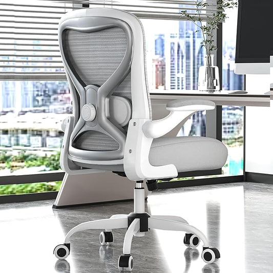 Office Desk Chair with Ergonomic Lumbar Support, Extra-Thick Seat Cushion, Flip-up Arms, Breathable Mesh Back, Computer Task Chair for Home Office