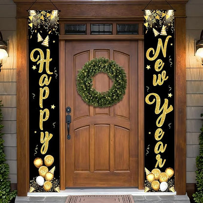 KatchOn, XtraLarge Happy New Year Door Banner - 72x12 Inch | Scripted Door Banner for New Years Decorations 2026 | Happy New Year Banner | New Years Eve Party Supplies 2026 | Nye Decorations
