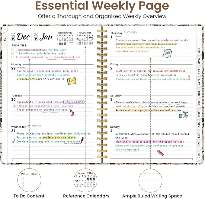 2026 Planner, Weekly and Monthly Planner for Women, Jan 2026 - Dec 2026 Pretty 2026 Calendar Planner with Monthly Tabs, Inner Pocket, Spiral Binding, Perfect for Office Home School - 6.3" x 8.5", Magical Forest