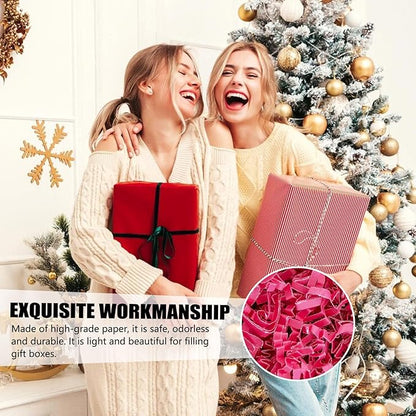ZEBMOON 1 LB Fuschia Crinkle Cut Paper Shred Filler Great for Gift Wrapping, Basket Filling, Birthday, Wedding, Halloween, Thanksgiving, Christmas Day, New Year Party Decorations Filling Supplies