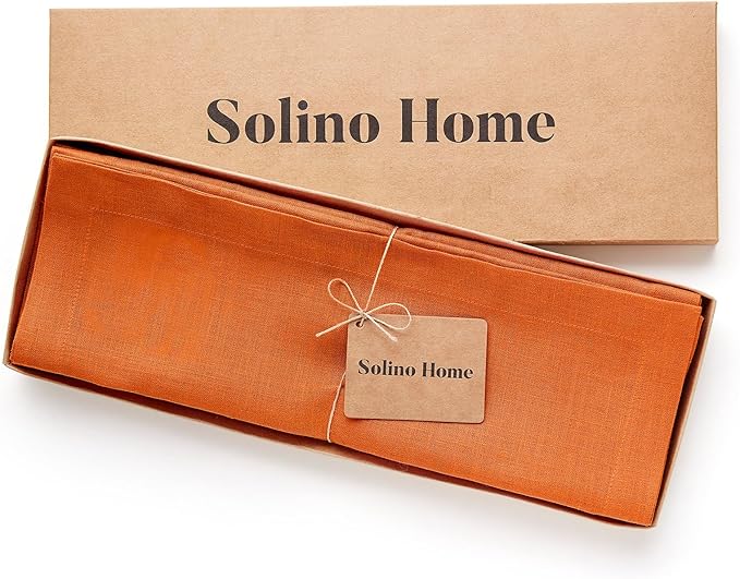 Solino Home Linen Placemats Set of 4 - Persimmon Orange Placemats 14 x 19 Inch - 100% Pure Linen Table Place Mats for Fall, Autumn, Christmas, New Year - Fete