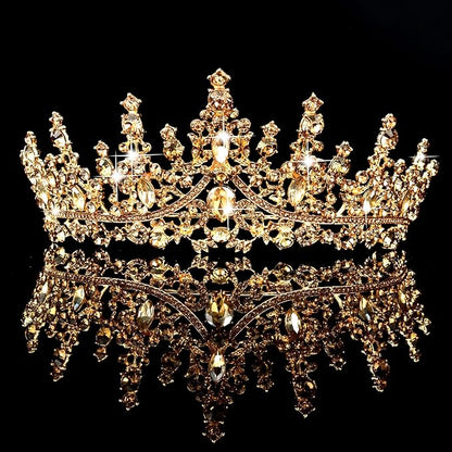 TOBATOBA Princess Crown Birthday Queen Champagne Gold Crowns for Women Crystal Wedding Tiara for Women Princess Tiara for Bride Quinceanera Halloween Costume Cosplay