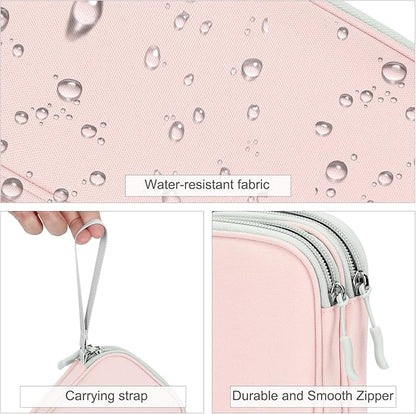 FYY Electronic Organizer, Travel Cable Organizer Bag Pouch Electronic Accessories Carry Case Portable Waterproof Double Layers Storage Bag for Cable, Cord, Phone, Earphone, Medium Size, Light Pink