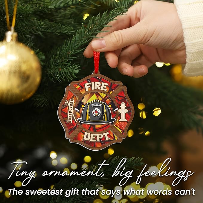 FLAGWIX Firefighter Christmas Ornaments 2025 - Suncatcher Firefighter Ornament - Fireman Gifts for Men Women Family Friends, Fireman Ornament for Christmas Decorations, Retirement Gifts for Firemen