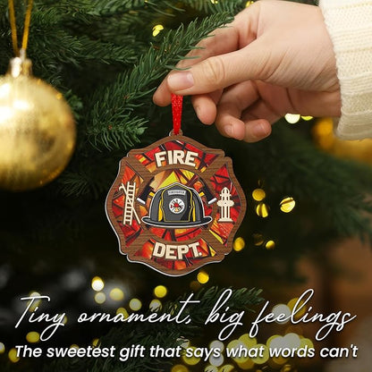 FLAGWIX Firefighter Christmas Ornaments 2025 - Suncatcher Firefighter Ornament - Fireman Gifts for Men Women Family Friends, Fireman Ornament for Christmas Decorations, Retirement Gifts for Firemen