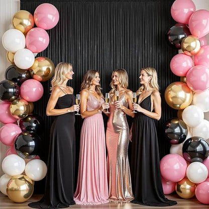 30ftx10ft Shimmer Black Sequin Backdrop Curtain for Parties, Thick Wrinkle Free Glitter Backdrop Drapes Photo Back Drop Curtains for Birthday Wedding Halloween Photography Background-6 Panels 5x10ft