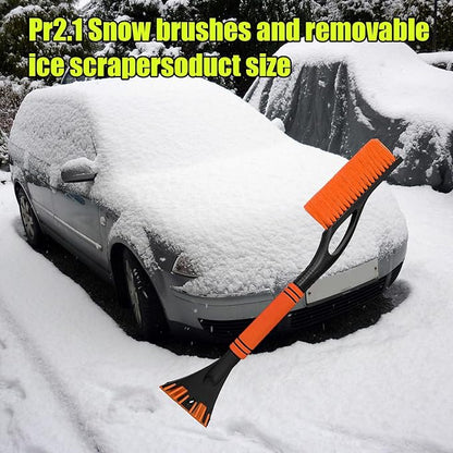 24 Inch Car Snow Scraper and Brush, Detachable Scratch Free Ice Scraper with Ergonomic Foam Grip, Universal Winter Snow Removal Tool for Car Windshield Window (Orange)