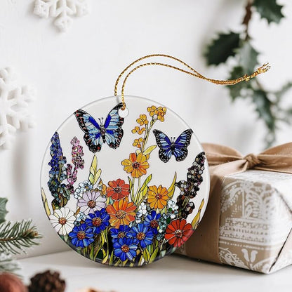 Wildflower Butterfly Ornament, Christmas Ornaments: Christmas Tree Decorations, Holiday Decor, Stocking Stuffers, Gift Ideas, Xmas Gift, Butterfly Lover Gifts & Gifts for Nature Lover