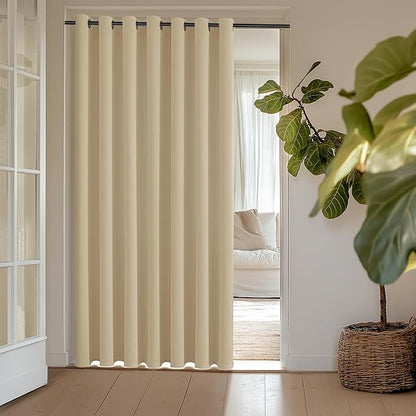 ChrisDowa Room Divider Curtain 108 Inches Long, Wide Blackout Sliding Door Curtain for Bedroom, Room Darkening Privacy Window Drape for Patio Door (1 Panel Set, Biscotti Beige, 100 x 108 Inch)