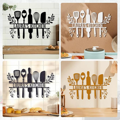 Personalized Kitchen Signs Wall Decor - Custom Metal Name Sign, Custom Rustic Kitchen Decor, Metal Wall Art Gift for Mothers Day, Mom, Mother, Grandma or Chef, Housewarming, Home Decor