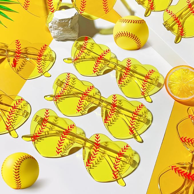 Pibupibu 12/24 Pack Volleyball Softball Football Soccer Gifts for Team Coach Heart Sunglasses Bulk Sports Party Favor Glasses