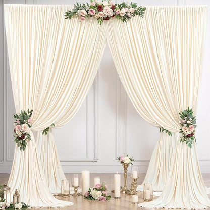 Champagne Backdrop Curtain for Parties Wedding Baby Shower Wrinkle Free Photo Curtains Backdrop Drapes Fabric Decoration for Bridal Shower 5ft x 8ft,2 Panels