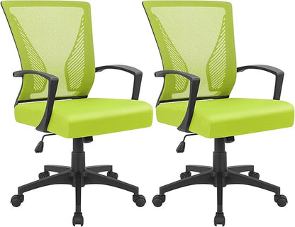 Furmax Office Chair Ergonomic Computer Desk Mesh Chair Mid Back Swivel Lumbar Support with Armrest (2, Cyan)
