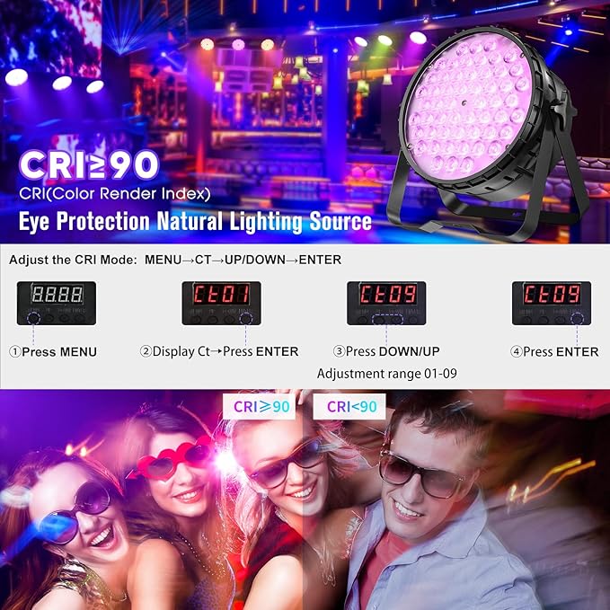 Big Dipper LED Stage Lights Par Lights 54X4W RGBW 4in1 Bright Lighting with High CRI Master-Slave DMX 512 Sound Activated Uplights for Event Concert Club Church 4 Pack
