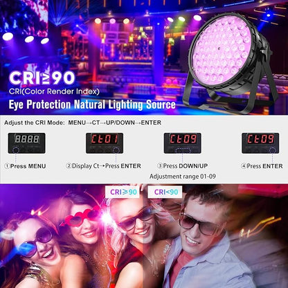 Big Dipper LED Stage Lights Par Lights 54X4W RGBW 4in1 Bright Lighting with High CRI Master-Slave DMX 512 Sound Activated Uplights for Event Concert Club Church 4 Pack