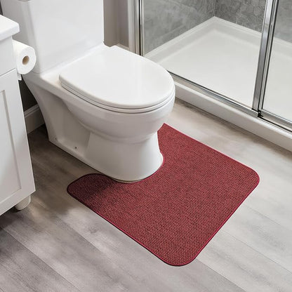 Toilet Rugs U Shaped Bathroom Rug,Machine Washable Non Slip Quick Dry Super Absorbent Ultra Thin Toilet Mats for Bathroom Toilet.Red,1'8"x2'(20x24inch)