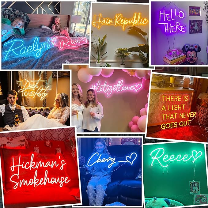 Custom Neon Signs, Neon Sign Customizable for Wall Decor, Personalized Neon Sign for Wedding Birthday Party Gift Bedroom Man Cave Bar Store Business Shop Name Logo Sign