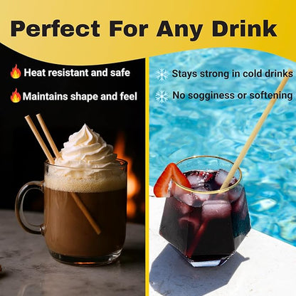 HAY Compostable Drinking Wrapped Straws 8 Inch Jumbo for Smoothies Milkshake Iced Coffee - 250 Count Biodegradable Never Soggy Plant Based Disposable Eco Friendly - Plastic Free Natural Tall Straws