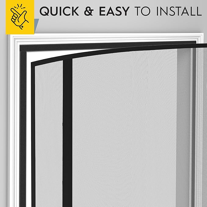 AUGO Fiberglass Magnetic Screen Door Reversible Left Right Side Opening - Self Sealing, Heavy Duty, Hands Free, Keeps Bugs Out - Pet and Kid Friendly - Patent Pending Keep Open Feature – 38” x 83”