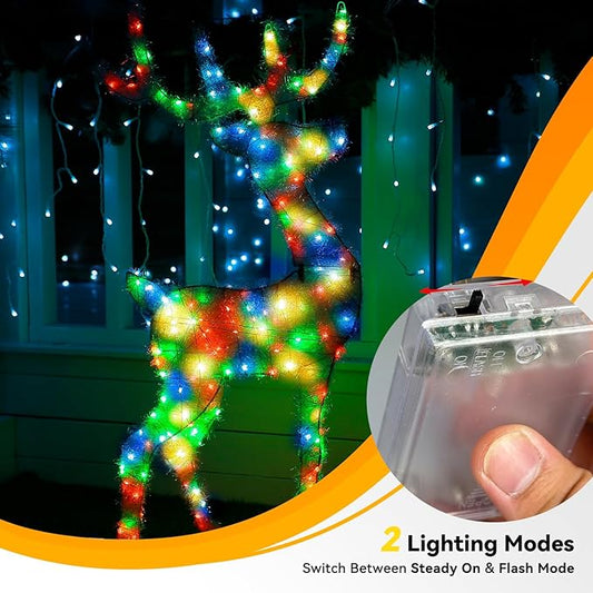 4 Pack 240LED Christmas Fairy Lights Battery Operated - 20FT Twinkle Lights with 2 Lighting Modes Indoor Outdoor, Waterproof Led Fairy String Light for Bedroom, Dorm, DIY, Christmas Decor, Multicolor