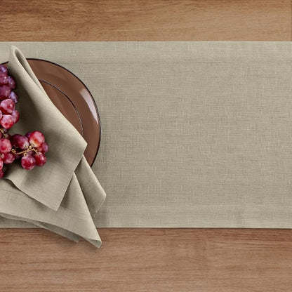 Solino Home Linen Vintage Khaki Table Runner 90 Inches Long - 100% Pure Linen 14 x 90 Inch Table Runner for Fall, Autumn - Fete