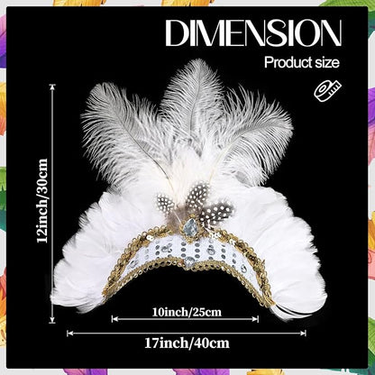 Women's Carnival Feather Headpieces Sequin Headdress for Wedding Masquerade Party Cosplay Feather Headbands