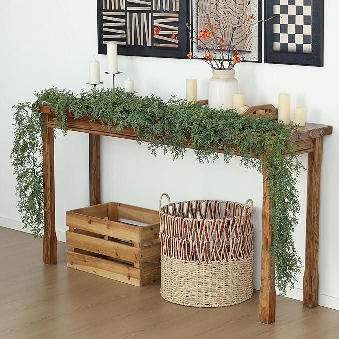 MIZII Christmas Garlands 6 Feet Artificial Pine Garland Real Touch Green Pines Vine Faux Greenery Garland Christmas Decorations for Xmas Fireplace Mantle Home Decor Indoor Outdoor (Green Pine)