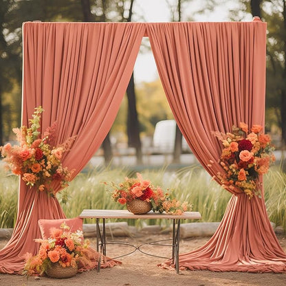 4 Panels Rust Backdrop Curtain for Parties Wedding Wrinkle Free Red Photo Curtains Backdrop Drapes Fabric Decoration for Birthday Party Baby Shower Christmas 20ft(W) x 10ft(H)