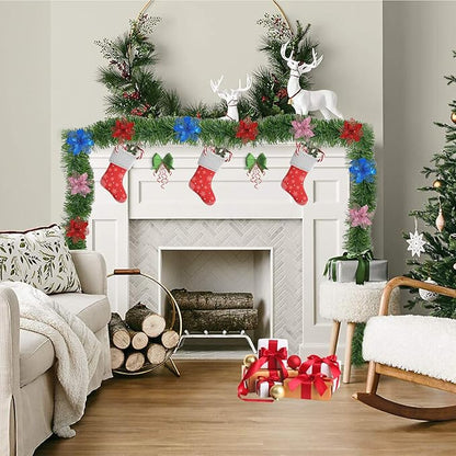 4 Pack 50 Foot Soft Christmas Garland, Non-lit Christmas Garland Ideal for Indoor and Outdoor Decor, Green Tinsel Garland for Holiday Wedding Party Decoration