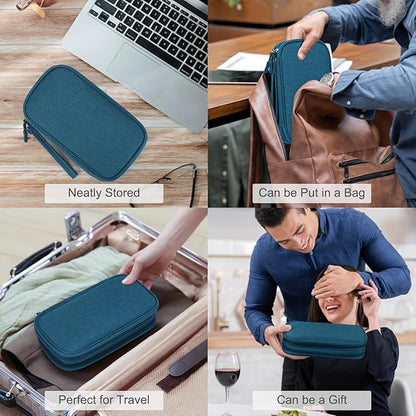 FYY Electronic Organizer, Travel Cable Organizer Bag Pouch Electronic Accessories Carry Case Portable Waterproof Double Layers Storage Bag for Cable, Cord, Charger, Phone, Earphone, Medium, Dark Green