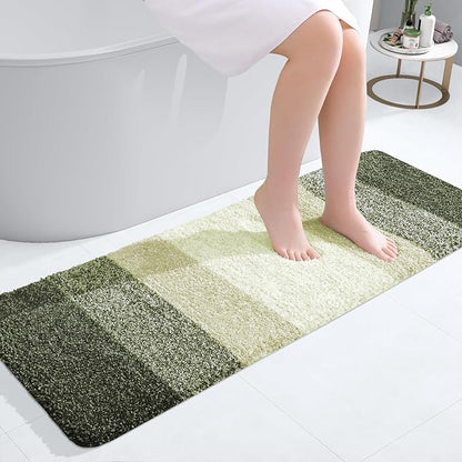 OLANLY Bathroom Rugs Mat 47x17, Extra Soft Absorbent Microfiber Bath Rugs, Rubber Backing, Quick Dry, Machine Washable Bath Mats for Bathroom Floor, Tub and Shower, Home Decor Accessories, Dark Green