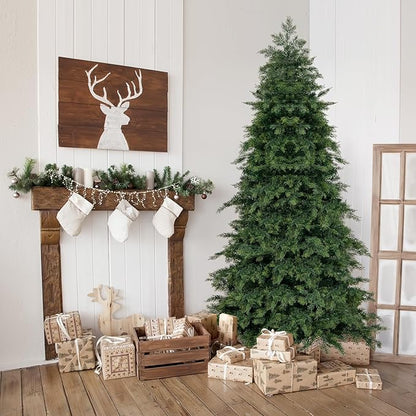 GOFLAME 6FT Artificial Christmas Tree, Hinged Xmas Spruce Tree with 721 Branch Tips, Foldable Metal Stand, Seasonal Holiday Decoration Tree for Home Office Party