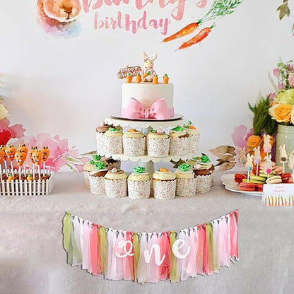 Bunny High Chair Banner 1st Birthday - Some Bunny Is One High Chair Banner, Easter Rabbit First Birthday Decorations for Party, Smash Cake, Photo Props