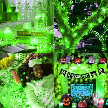 Fairy Lights,Silver Wire String Lights Waterproof,Battery Operated 7FT 20LED Firefly Starry Moon Lights for DIY Christmas Wedding Party Bedroom Decor (Green, 24 Pack)