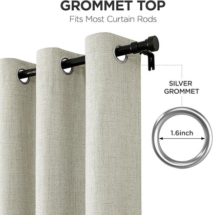 Joydeco Blackout Curtains 108 Inches Long 2 Panels Burg, Room Darkening Curtains for Bedroom, 100% Black Out Textured Thermal Drapes Privacy Protection 2 Panels Set(W52 x L108 Inch, Light Beige)