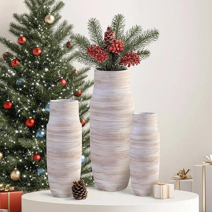 ALMA 17 inch Extra Tall White Ceramic Vases for Centerpieces Farmhouse Living Room Floor, Boho Pampas Grass Vase for Fireplace Mantel Decor, Modern Minimalist Rusic Floor Vase for Organic Home Decor