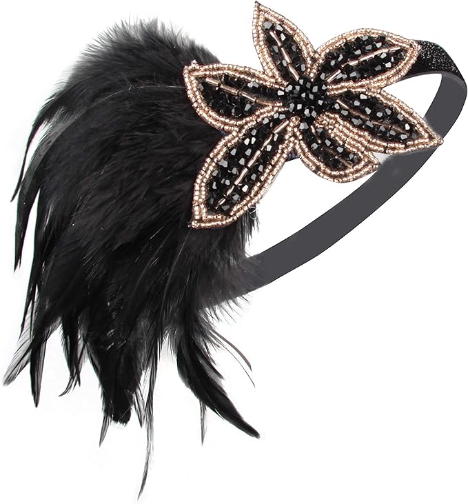 1920S Headband For Women Feather 20s Gatsby Headpiece Flapper Headband for Girl