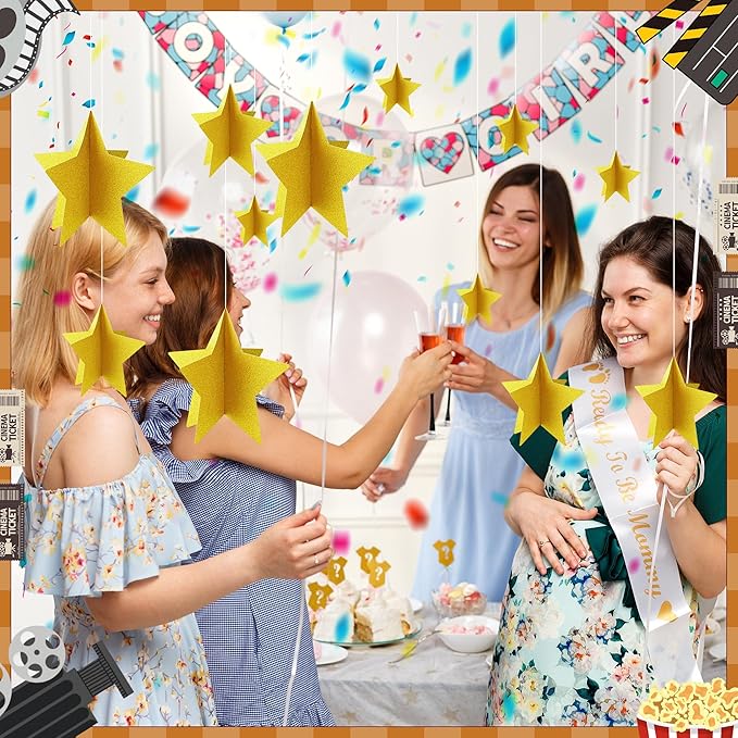 70 Pcs Star Centerpieces for Movie Night Party Decorations 3D 2025 Graduation Table Decor 3 Sizes 8" 5" 3" Red Carpet Film Show Theme Birthday Party Back to School Table Decor （Gold）
