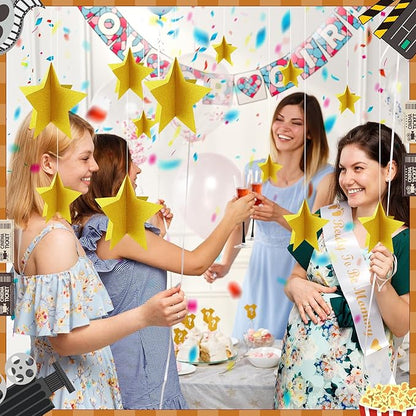 70 Pcs Star Centerpieces for Movie Night Party Decorations 3D 2025 Graduation Table Decor 3 Sizes 8" 5" 3" Red Carpet Film Show Theme Birthday Party Back to School Table Decor （Gold）