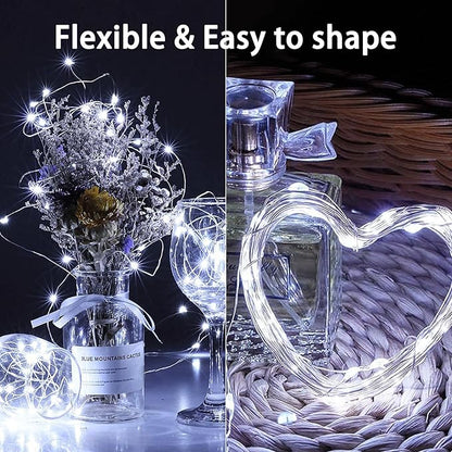4 Pack White Fairy Lights Battery Operated with Remote, Waterproof 20FT 60LED Cuttable Twinkle Lights with Timer Indoor Outdoor, String Light for Bedroom, Classroom, Wedding, DIY, Christmas Décor