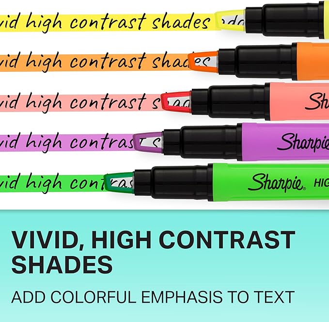 Sharpie Clear View Highlighters, With See-Through Chisel Tip, Assorted Colors, 12 Count - School, Teacher, Office Supplies