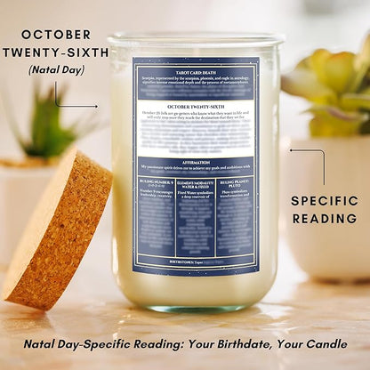 Birthday Candles - Custom Birthdate Astrological Zodiac Scented Candles. Astrology Gifts. All Natural Soy Wax. 75+ Hour Burn Time. Made in USA - October 26