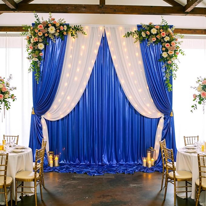 40x10ft Shimmer Royal Blue Sequin Backdrop Curtain for Parties, Thick Wrinkle Free Glitter Blue Photo Backdrop Drapes Curtains for Birthday Wedding Photography Background-8 Panels 5x10ft