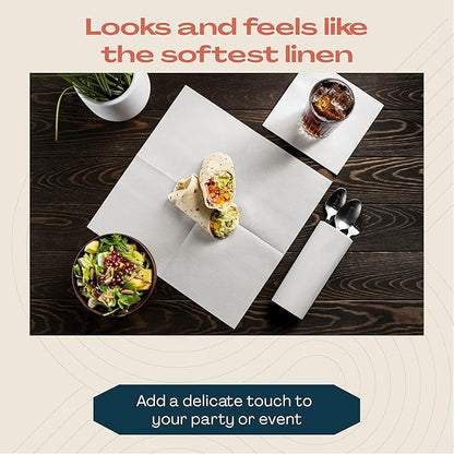 200 Linen-Feel Lunch Napkins - Disposable Cloth-Like Luncheon Paper Napkins, Made In USA - Soft and Absorbent Cloth-Like Napkins For Kitchen, Parties, Weddings, Dinners or Events (Pack of 200)