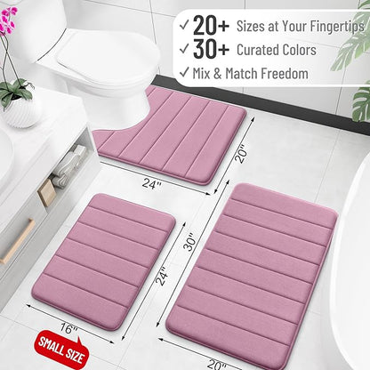 OLANLY Memory Foam Long Bathroom Rugs Runner 59x24, Super Soft Absorbent Bath Mat, Quick Dry, Machine Washable Shower Floor Rugs, Bathmat Carpet, Bathroom Home Decor Accessories, Deep Plum