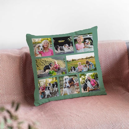 Be Burgundy Custom 8 Photo Pillow Cover 16x16 Inch – Personalized Collage Picture Pillow, Custom Throw Pillowcase, Optional Background Color, Gift for Family, Friends, Couples