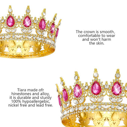 Queen Golden Rose Rhinestone Tiaras for Women - Costume Party Hair Accessories Princess Birthday Tiara Crystal Bridal Crown