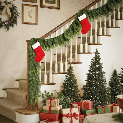 9FT Christmas Garland Cedar Garland Real Touch Faux Greenery Cypress Garlands for Mantle,Table,Wall,Christmas Decorations Indoor Outdoor