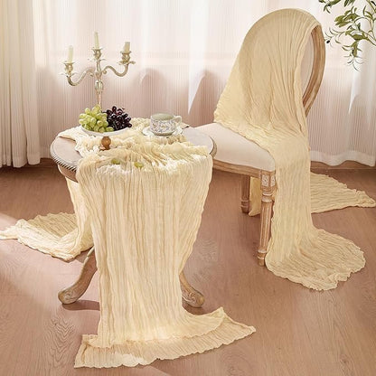 6 Pack Cheesecloth Table Runner 120 Inch Boho Rustic Gauze 10 FT Beige Cheese Cloths Table Runners Decorations for Spring Summer Birthday Party Baby Shower Wedding Holiday Home Decor